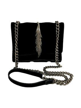 Zara Black Suede Crossbody Bag with Chain Strap